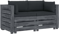 2-seater Garden Sofa made of Pallets + Anthracite Cushions Wood 3052033 - Garden Sofa