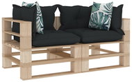 2-seater garden sofa from pallets + angled and flowered pillows 3052328 - Garden Sofa
