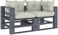 2-seater Garden Sofa made of Pallets with Beige Cushions Wood 3052568 - Garden Sofa