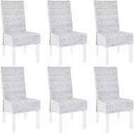 Dining Chairs 6 pcs Grey Rattan Cube and Mango Wood - Dining Chair