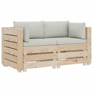 2místná zahradní pohovka z palet s béžovými poduškami dřevo  3051803 - Zahradní pohovka