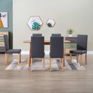 Dining chair 6 pcs gray faux leather - Dining Chair