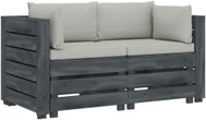 2-seater Garden Sofa made of Pallets with Beige Cushions Wood 3052079 - Garden Sofa