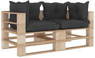 2-seater Garden Sofa made of Pallets with Black Cushions Wood 3052208 - Garden Sofa