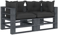 2 seater garden sofa made of pallets with black cushions wood 3052496 - Garden Sofa