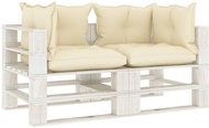 2-seater Garden Sofa from Pallets with Cream Pillows Wood 3052448 - Garden Sofa