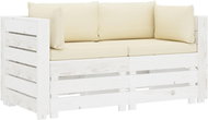 2místná zahradní pohovka z palet s krémovými poduškami dřevo  3051964 - Zahradní pohovka