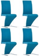 Dining chair with zigzag design 4 pcs blue faux leather - Dining Chair