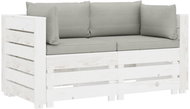 2-seater Garden Sofa made of Pallets with Taupe Cushions Wood 3051918 - Garden Sofa