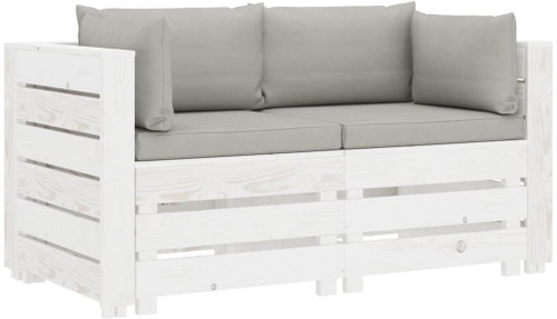 2-seater Garden Sofa made of Pallets with Taupe Cushions Wood 3051918 - Garden Sofa - Main image