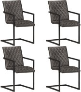 Cantilever dining chairs 4 pcs gray genuine leather - Dining Chair