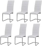 Cantilever dining chairs 6 pcs white faux leather - Dining Chair