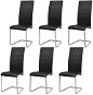 Cantilever dining chairs 6 pcs black faux leather - Dining Chair