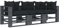 3-seater Garden Sofa made of Pallets + Anthracite Cushions Wood 3052521 - Garden Sofa