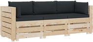3místná zahradní pohovka z palet + antracitové podušky dřevo  3051758 - Zahradní pohovka