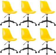 Swivel dining chair 6 pieces of yellow faux leather - Dining Chair