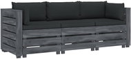 3-seater garden sofa made of pallets + anthracite cushions wood 3052034 - Garden Sofa
