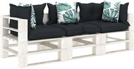 3-seater Garden Sofa made of Pallets + Angled and Flowered Pillows 3052473 - Garden Sofa