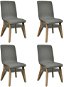 Dining chairs 4 pcs light gray textile and solid oak wood - Dining Chair