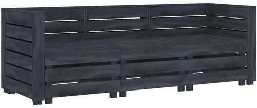 3-seater Garden Sofa from Pallets Wood Grey 3051712 - Garden Sofa - Main image