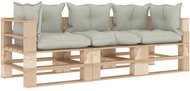 3-seater Garden Sofa made of Pallets with Beige Cushions Wood 3052281 - Garden Sofa