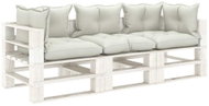 3-seater Garden Sofa made of Pallets with Beige Wood Cushions 3052425 - Garden Sofa