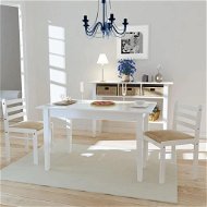 Jedálenské stoličky 2 ks biele masívne kaučukovníkové drevo a zamat - Jedálenská stolička