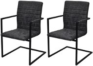 Cantilever dining chairs 2 pcs black faux leather - Dining Chair
