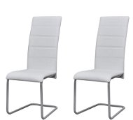 Cantilever dining chairs 2 pcs white faux leather - Dining Chair