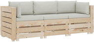 3-seater Garden Sofa made of Pallets with Beige Cushions Wood 3051804 - Garden Sofa