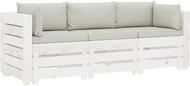 3-seater garden sofa made of pallets with beige wood cushions 3051942 - Garden Sofa