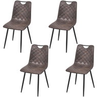 Dining chair 4 pcs dark brown faux leather - Dining Chair