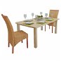 Dining chairs 2 pcs brown natural rattan - Dining Chair