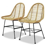 Dining chairs 2 pcs natural rattan - Dining Chair