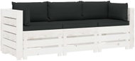 3-seater garden sofa made of pallets with black cushions wood 3051873 - Garden Sofa