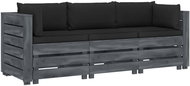 3 seater Garden Sofa made of Pallets with Black Cushions Wood 3052011 - Garden Sofa