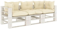 3místná zahradní pohovka z palet s krémovými poduškami dřevo 3052449 - Zahradní pohovka
