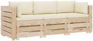 3místná zahradní pohovka z palet s krémovými poduškami dřevo  3051827 - Zahradní pohovka