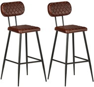 Bar stools 2 pcs brown genuine leather - Bar Stool