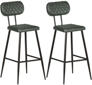 Bar stools 2 pcs gray genuine leather - Bar Stool