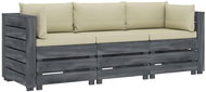 3místná zahradní pohovka z palet s krémovými poduškami dřevo  3052103 - Zahradní pohovka