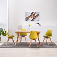 Dining chairs 4 pcs yellow and black faux leather - Dining Chair