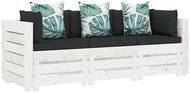 3-seater Garden Sofa made of Pallets with Flowered Cushions Wood 3051988 - Garden Sofa