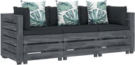 3místná zahradní pohovka z palet s květovanými poduškami dřevo  3052126 - Zahradní pohovka