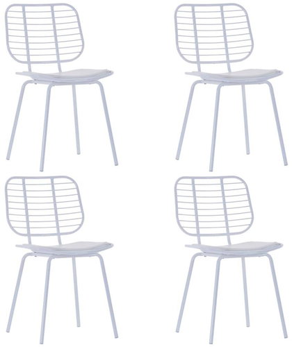 Dining chair with seats made of artificial leather 4 pcs white steel - Dining Chair - Main image