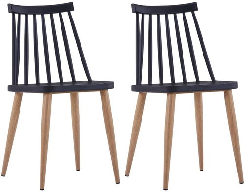 Dining chairs 2 pcs black plastic - Dining Chair - Main image