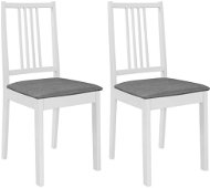 Jedálenské stoličky s poduškami, 2 ks, biele, masívne drevo - Jedálenská stolička
