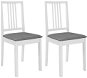 Dining chair with cushions 2 pcs white solid wood - Dining Chair