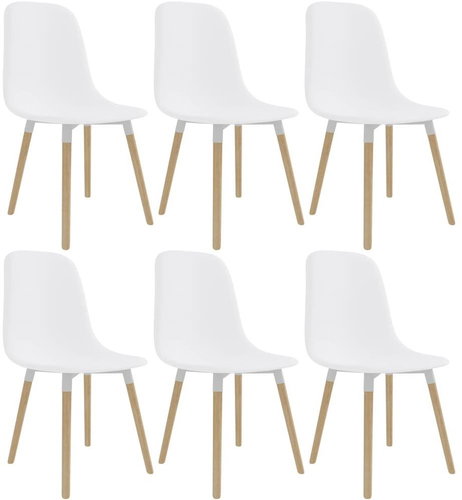 Dining chairs 6 pcs white plastic - Dining Chair - Main image