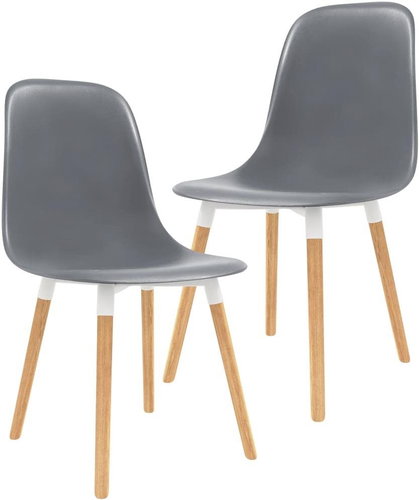 Dining chair 2 pcs gray plastic - Dining Chair - Main image